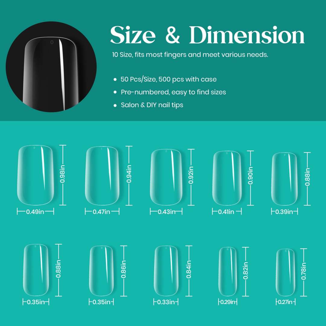 Gel Nail Tips Preshaped Extension System Clear False Nail 500 pcs