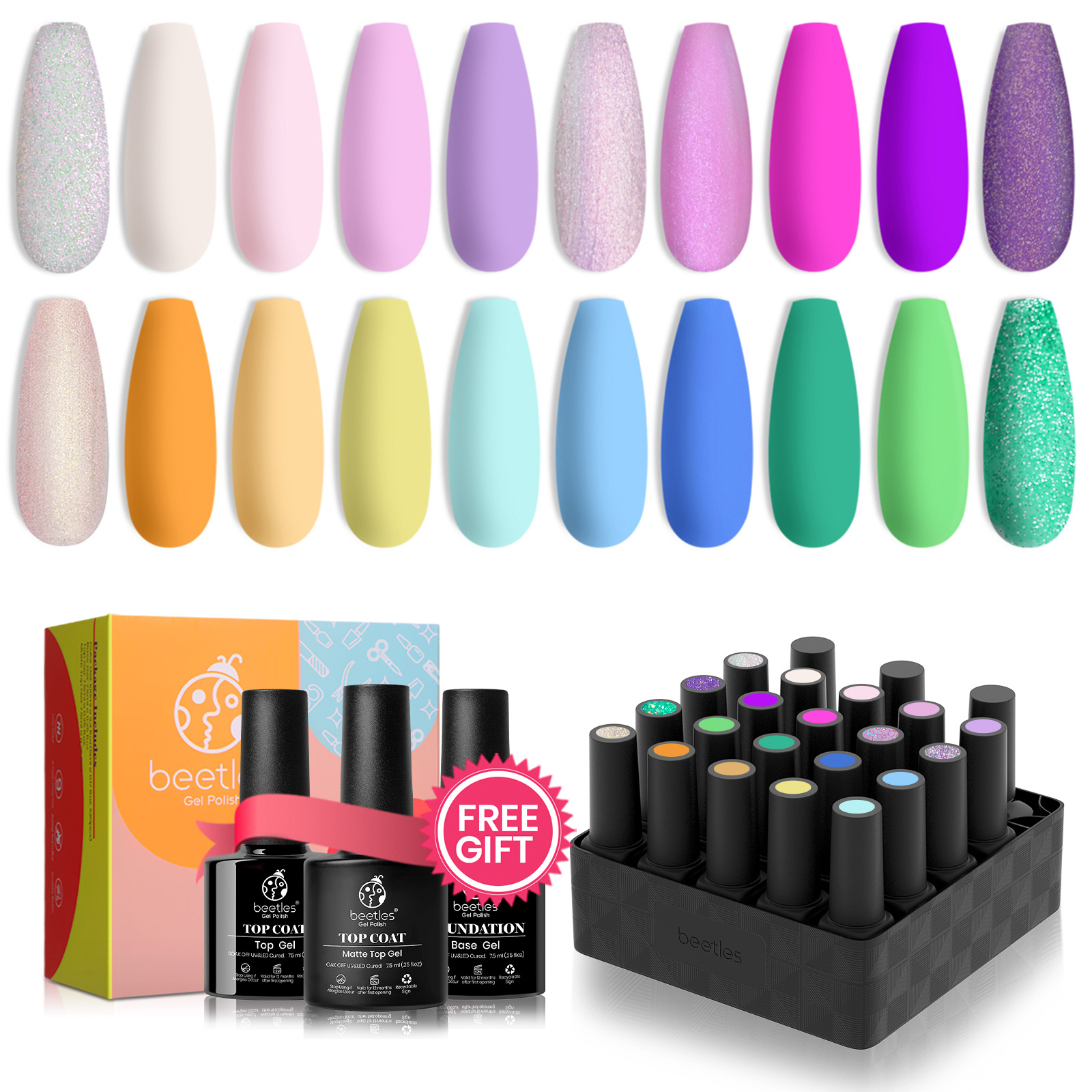 Fantasy land - 20 Gel Colors Set with Top and Base Coat (5ml/Each)