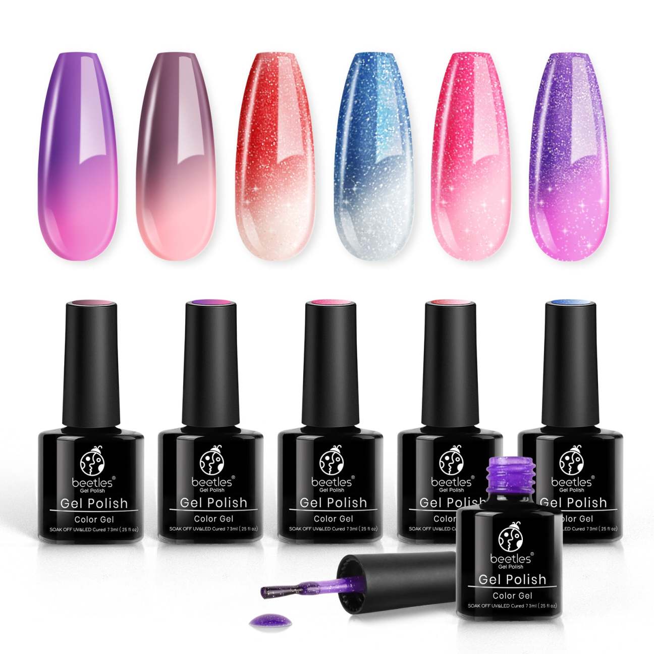 Beetles Color Changing Gel Polish Set Pack of 6 Temperature Change