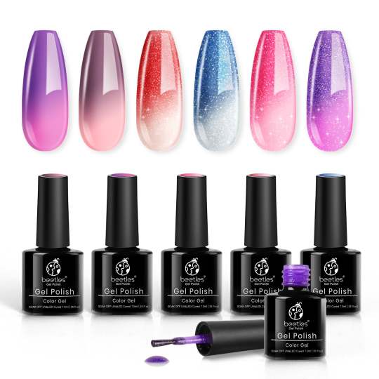 Beetles Color Changing Gel Polish Set - Pack of 6 Temperature Change ...