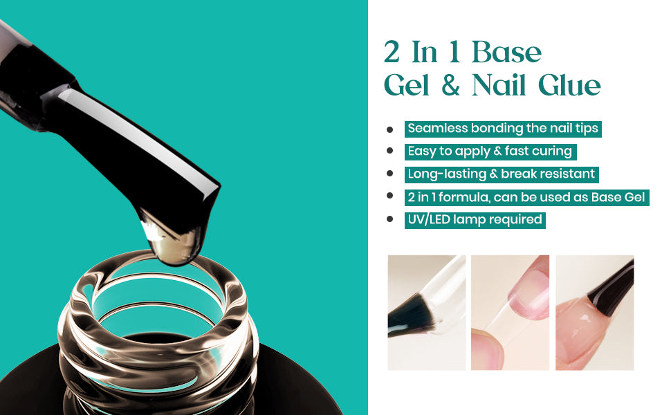 BRAND NEW Gel Polish 2 in 1 Nail Glue factory and Base Gel Kit for Acrylic False Nails