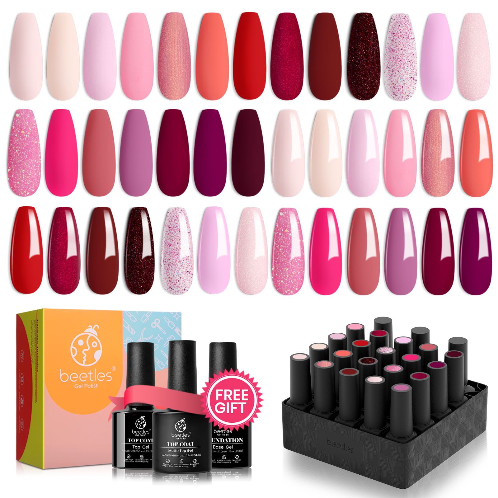 Pink Generation - 20 Gel Colors Set with Top and Base Coat (5ml/Each)