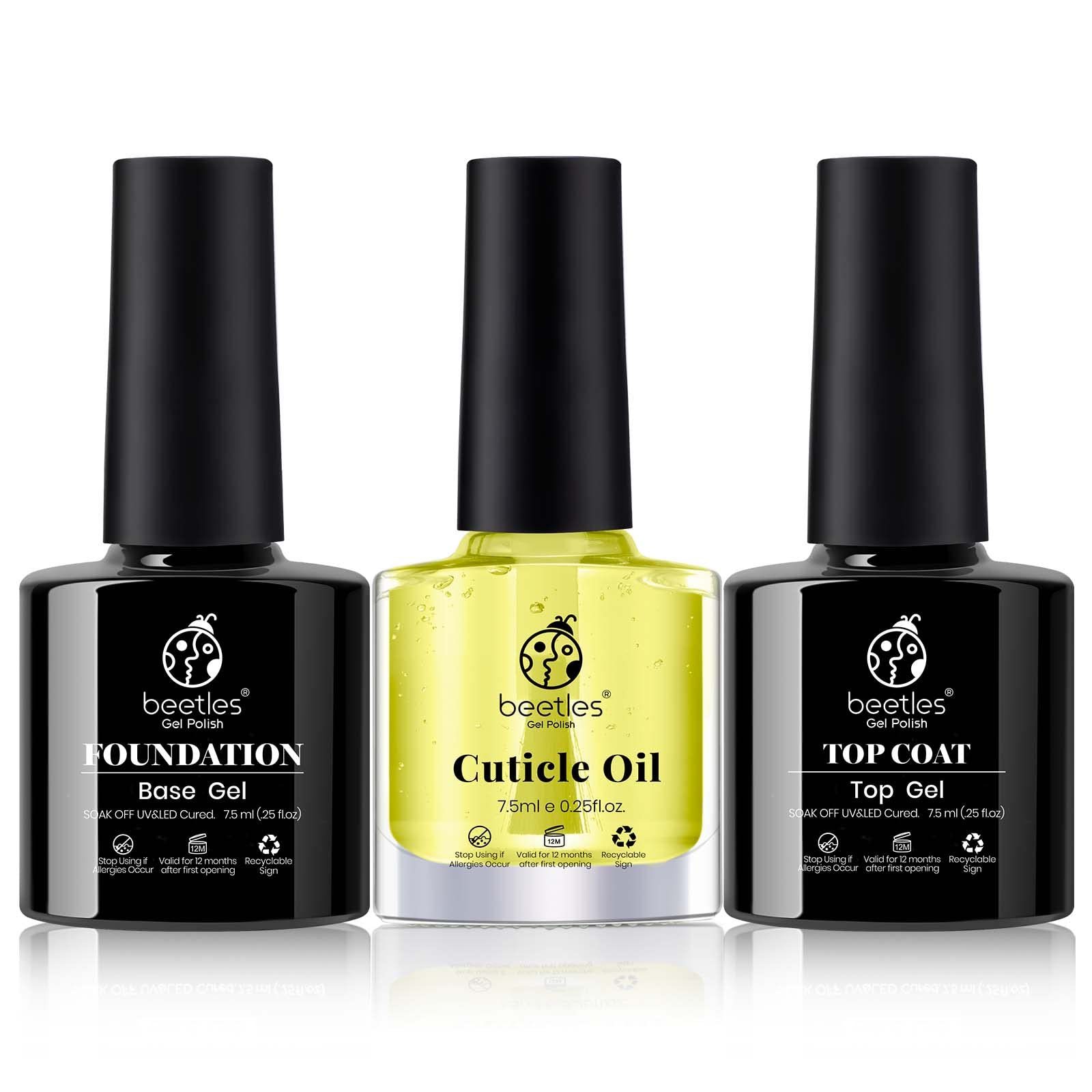 Gel Top Coat Base Coat & Cuticle Oil Set 7.5ML Each