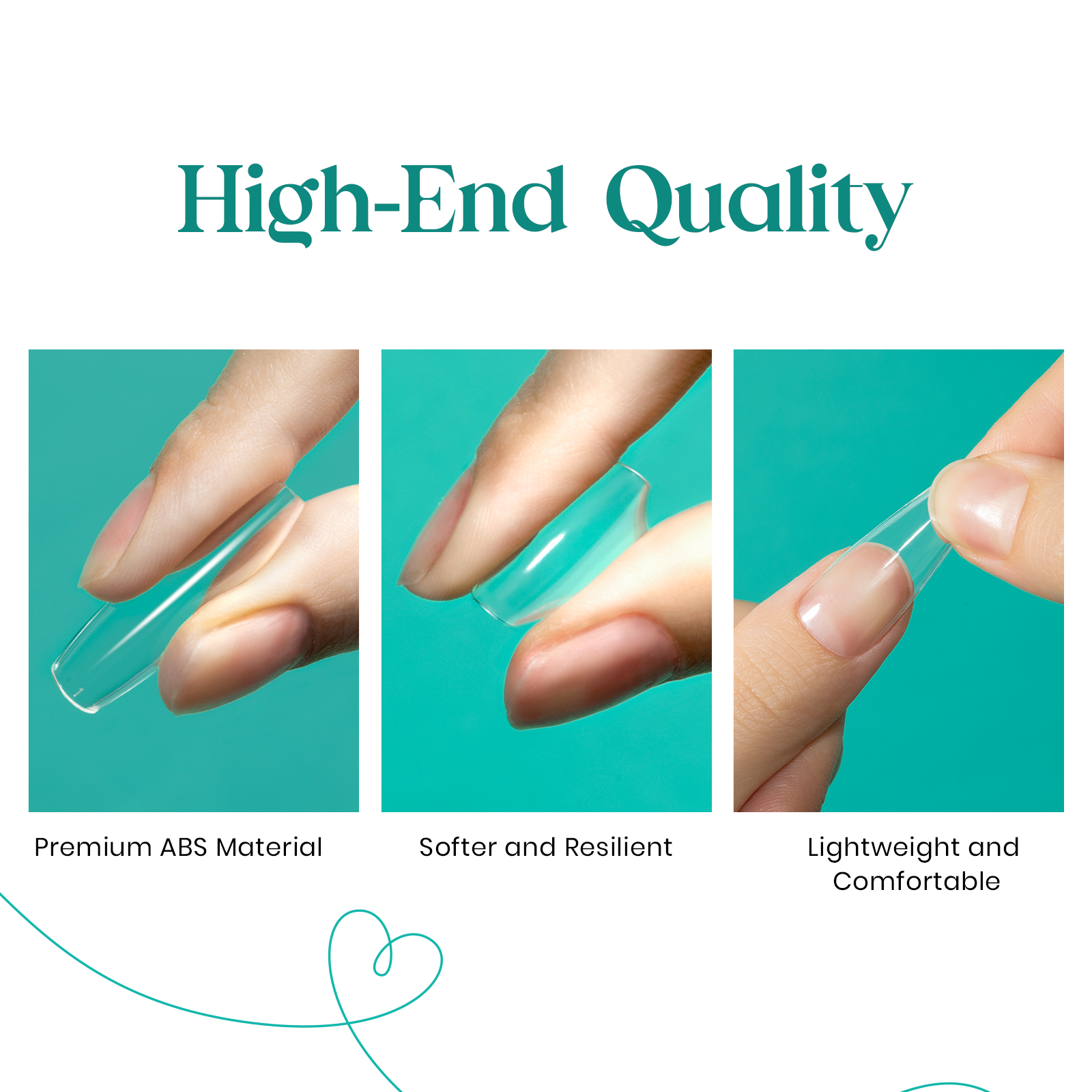 Beetles Long Coffin Fake Nail Tips 500Pcs Acrylic Press on Nails