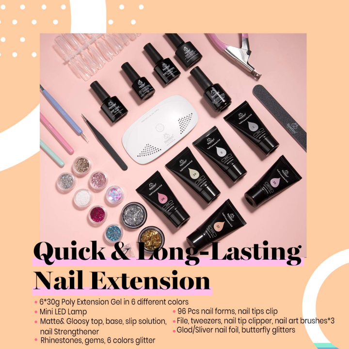 Beetles Poly Extension Gel Nail Kit, 6 Natural Skin Tone 30g gel with
