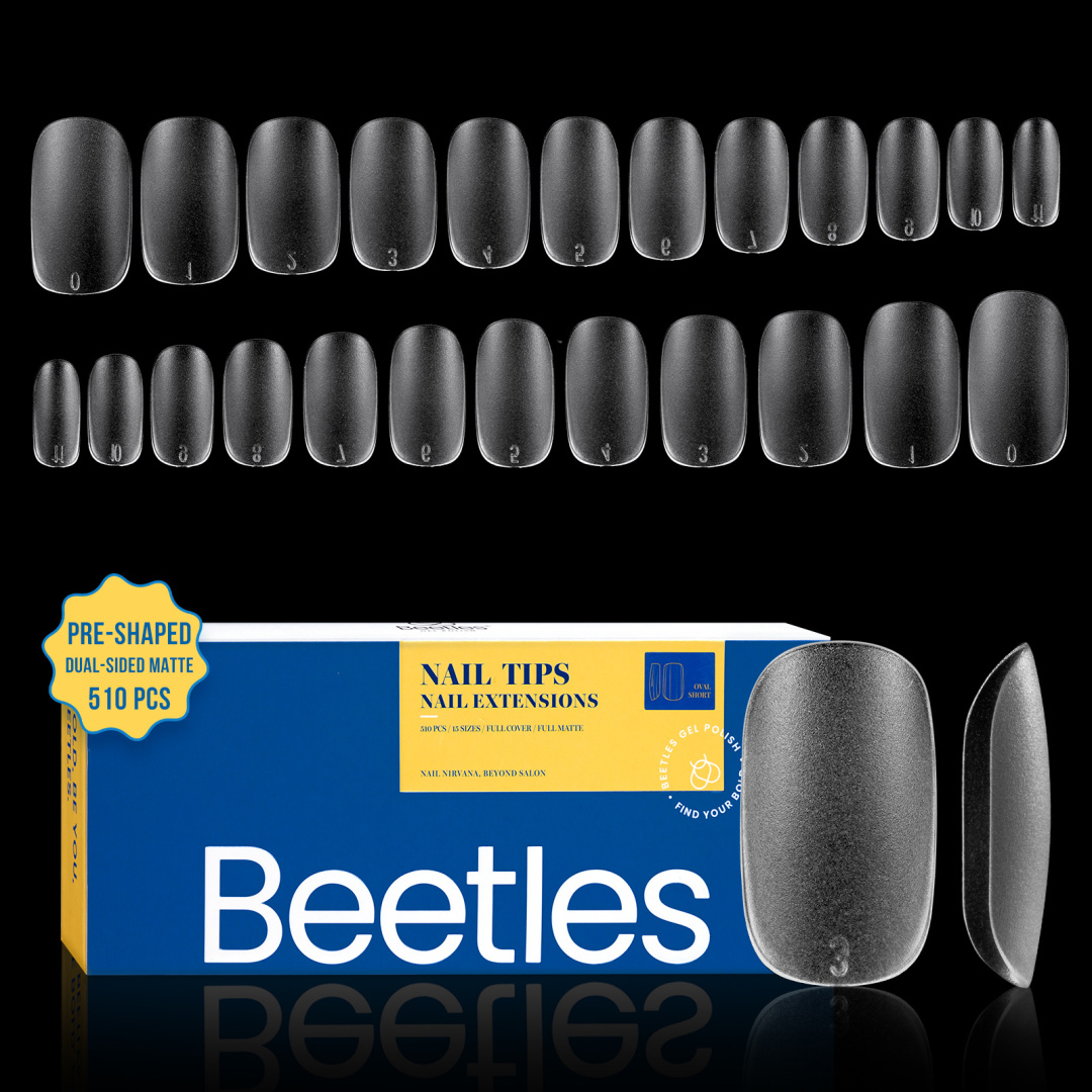 Beetles Gel Nail Tips for Nails Art, 510Pcs Matte Short Coffin False