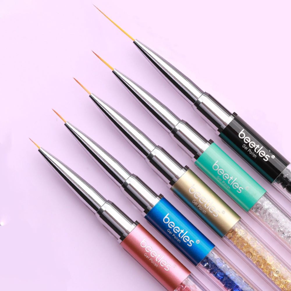 Nail Art Liner Brushes, Beetles Gel Painting Nail Art Design Brush Pen Set  Diamond application Rhinestone Handle, Nail Dotting Painting Drawing Pen  Size 5/7/9/11/20mm, 5Pcs