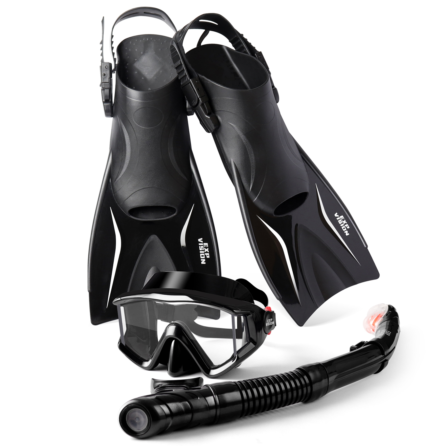 Adults Snorkel Mask Set with Diving Fins EX-4300F