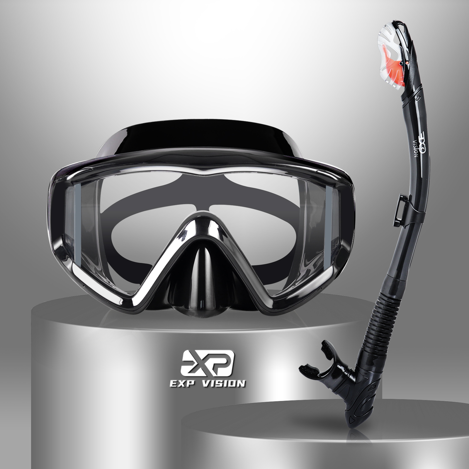 3 Windows PC Lens Snorkel Mask Set Dry top Snorkel EX-4300T