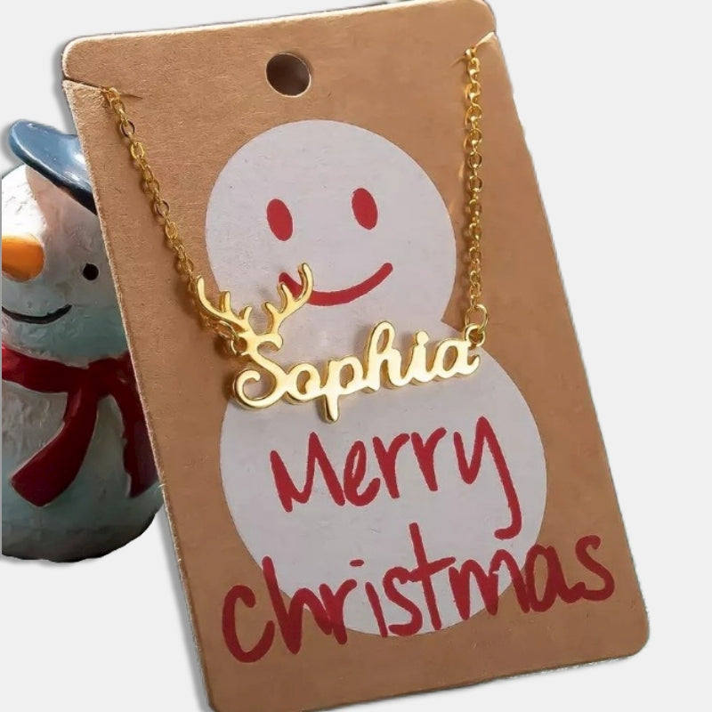 Custom Name Christmas Necklace S925 Silver Pendant Snowman Elk Christmas Gift