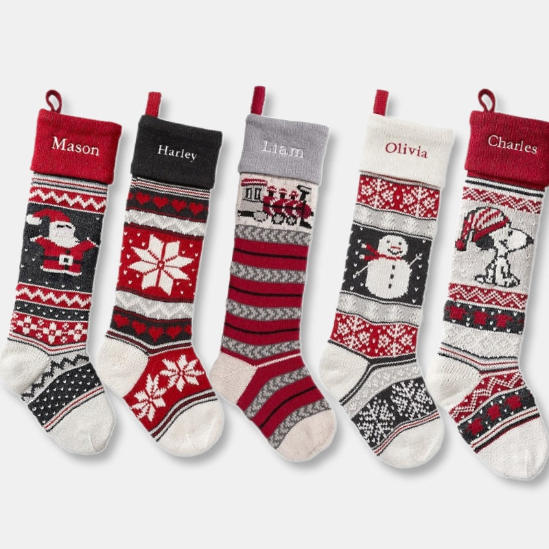 Custom Embroidered Wool Knitted Christmas Stockings Christmas Gift Oversized Socks Decoration