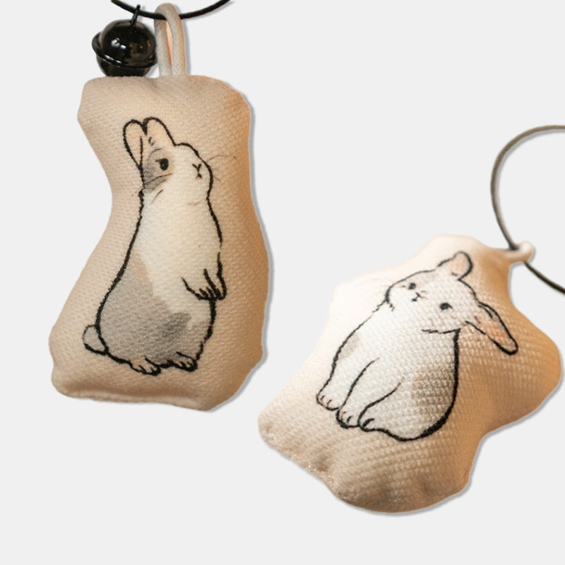 Rabbit Year Chinese Style Ink Painting Rabbit Lovely Bag Pendant Fabric Ornament