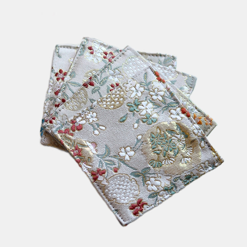 Chinese Brocade Heat Proof Coaster Fabric Non-Slip Cotton Handmade