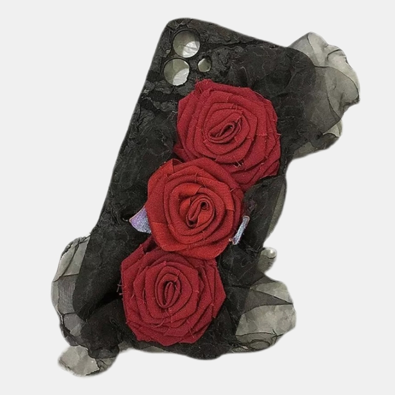 Handmade Vintage Rose Fabric Phone Case Fall Soft Applicable for iPhone-PandaBoo