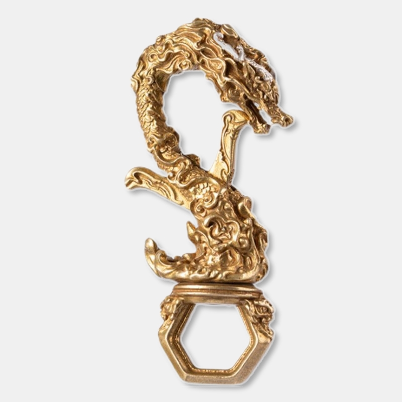 Chinese Dragon Keychain Brass Zodiac Dragon Ornaments Key Ring-PandaBoo