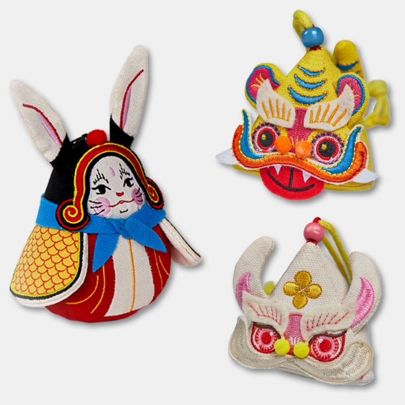 Rabbit Year Traditional Handmade Embroidery Doll Creative Gift Decoration Pendants