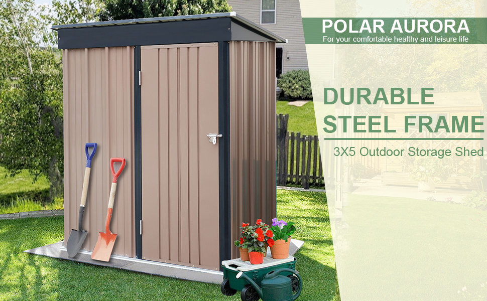 Outdoor metal storage shed, small metal shed with lock door (steel)