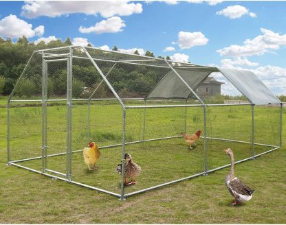 Large Metal Chicken Coop With Waterproof UV Protection Cover