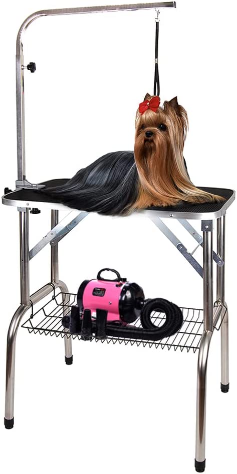 Foldable Pet Grooming Table Heavy Duty Pet For Professional Dog Show Stainless Steel Makeup Table Adjustable Arms and Noose