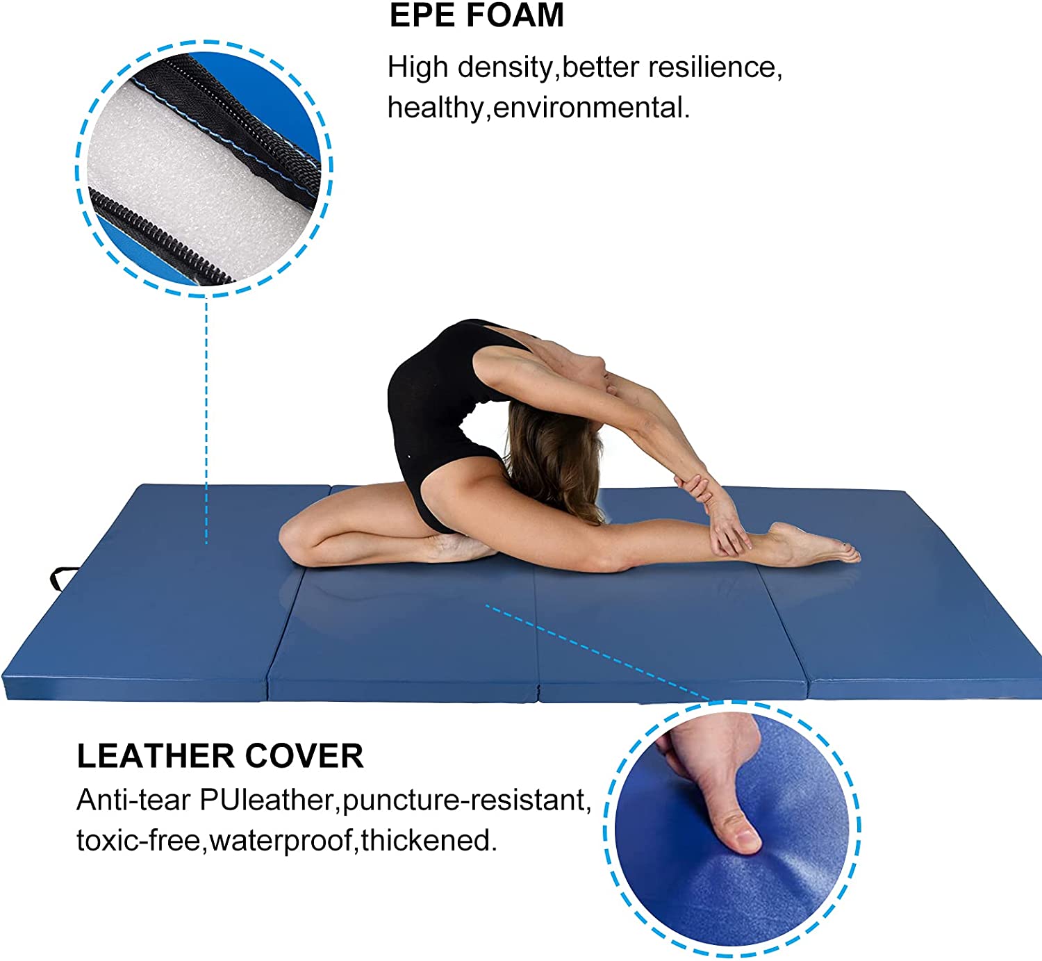 4'x8'x2 Thickened Folding Gym Exercise Mat Elastic Yoga Mat