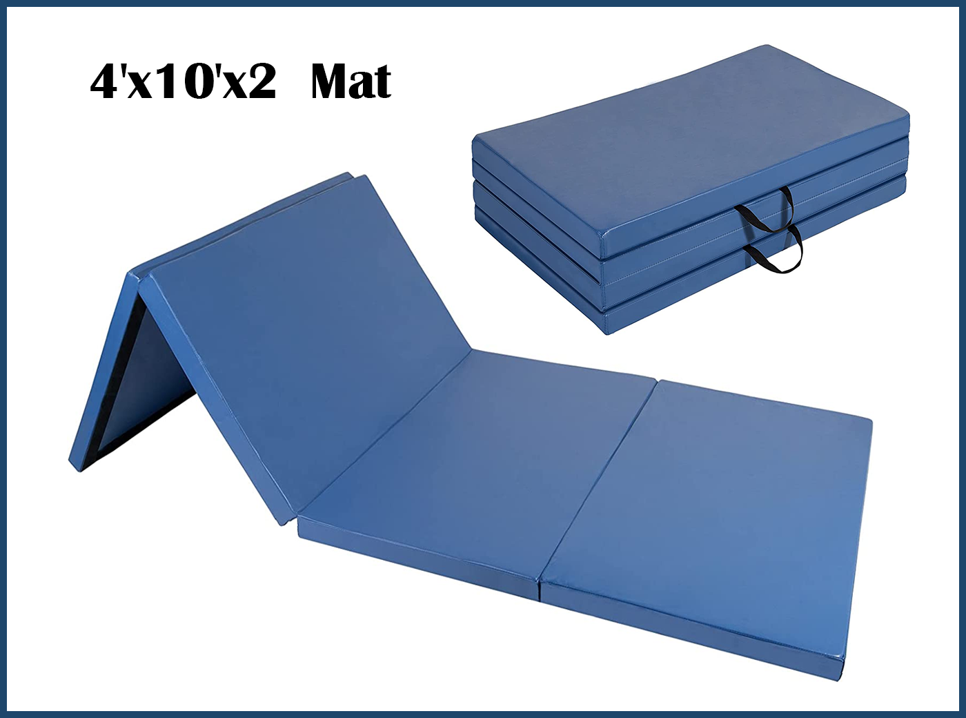 4'x10'x2 Thickened Folding Gym Mat, Cardio Stretch Yoga Mat