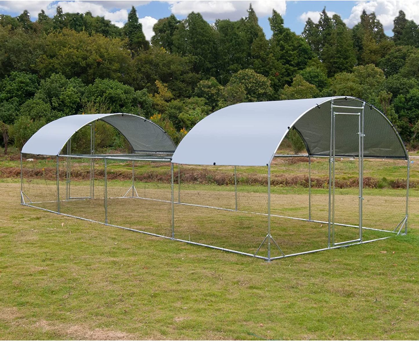Large Metal Chicken Coop Walk In Poultry Cage With Waterproof And UV Protective Cover