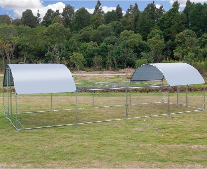 Large Metal Chicken Coop Walk In Poultry Cage With Waterproof And UV Protective Cover