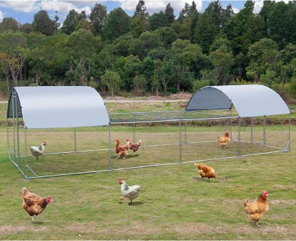 Large Metal Chicken Coop Walk In Poultry Cage With Waterproof And UV Protective Cover