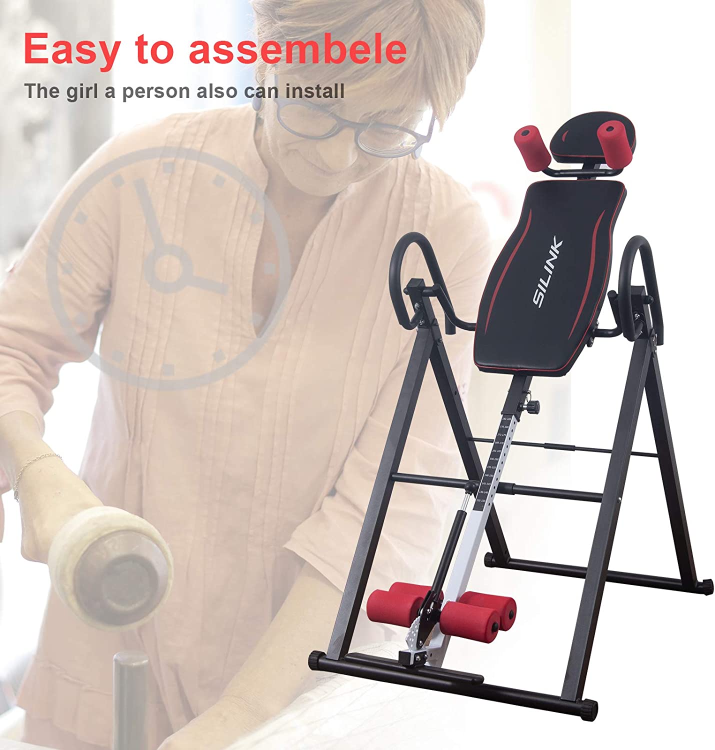Heavy Duty Gravity Inversion Table, Adjustable Protective Strap Back Stretcher