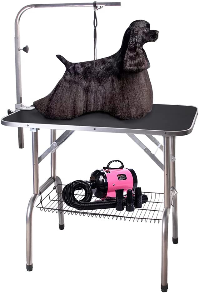Foldable Pet Grooming Table Heavy Duty Pet For Professional Dog Show Stainless Steel Makeup Table Adjustable Arms and Noose