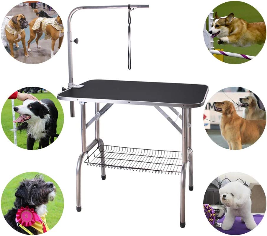 small size steel legs foldable nylon clamp adjustable arm rubber mat pet  grooming table, 1 PACK - Kroger