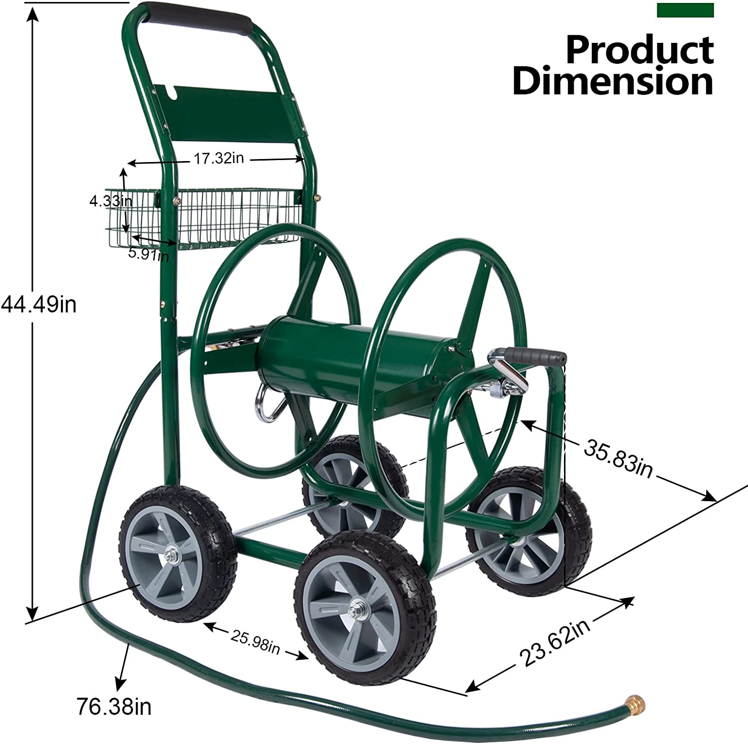 Garden Hose Reel Cart with Wheels, Water Hose Reel Cart Heavy Duty