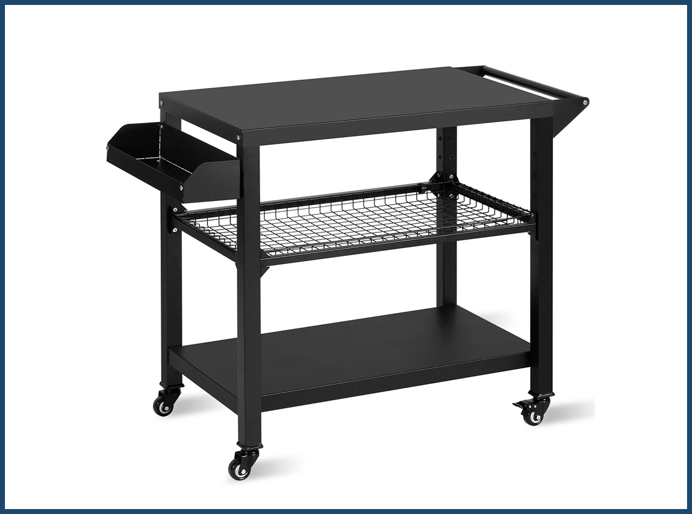 Movable Outdoor Grill, Food Cart Bench, Black Solid SteelPolar Aurora