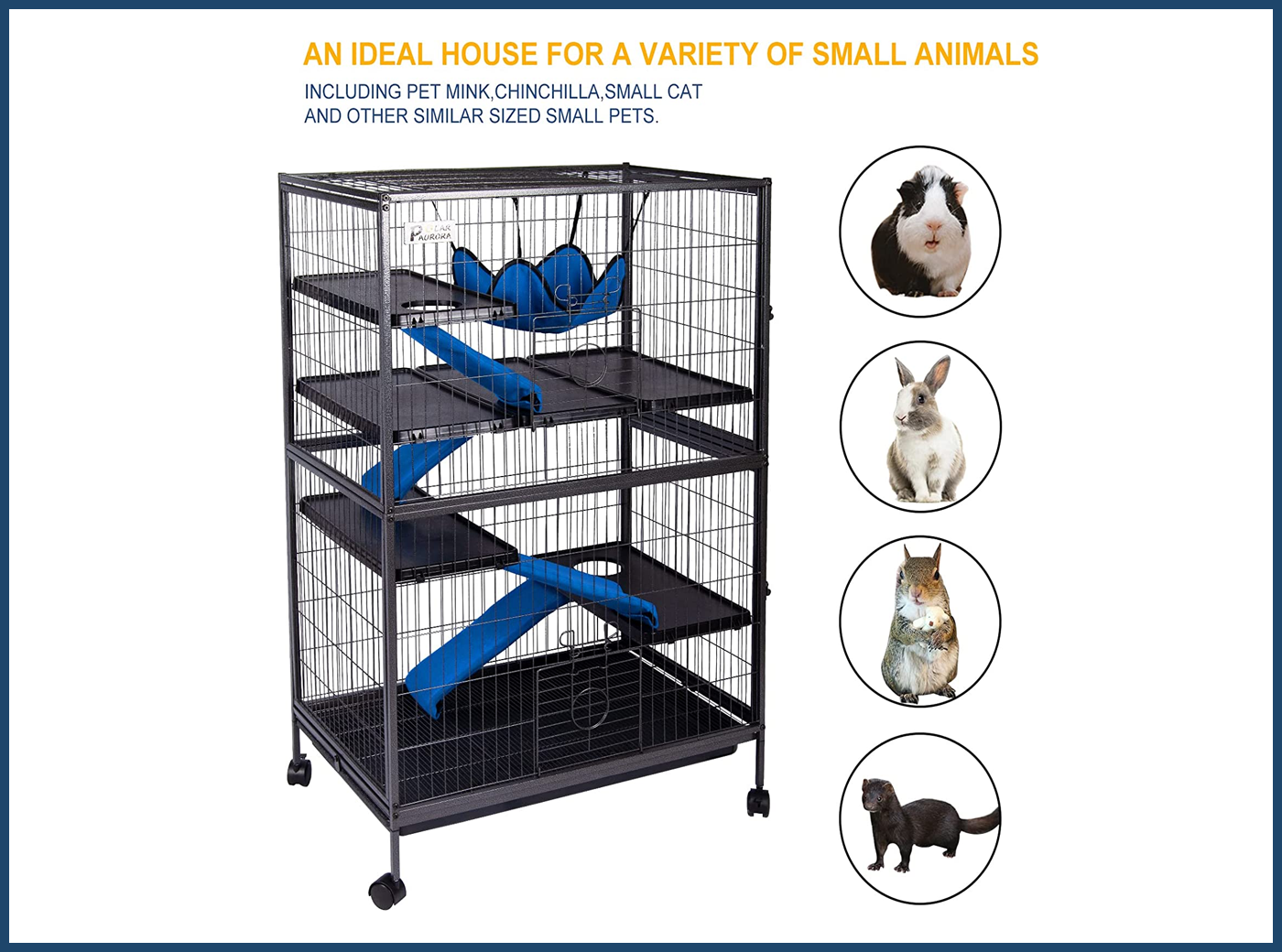 4 Tier Small Animal Steel Plastic Pet Cage Deluxe Kit