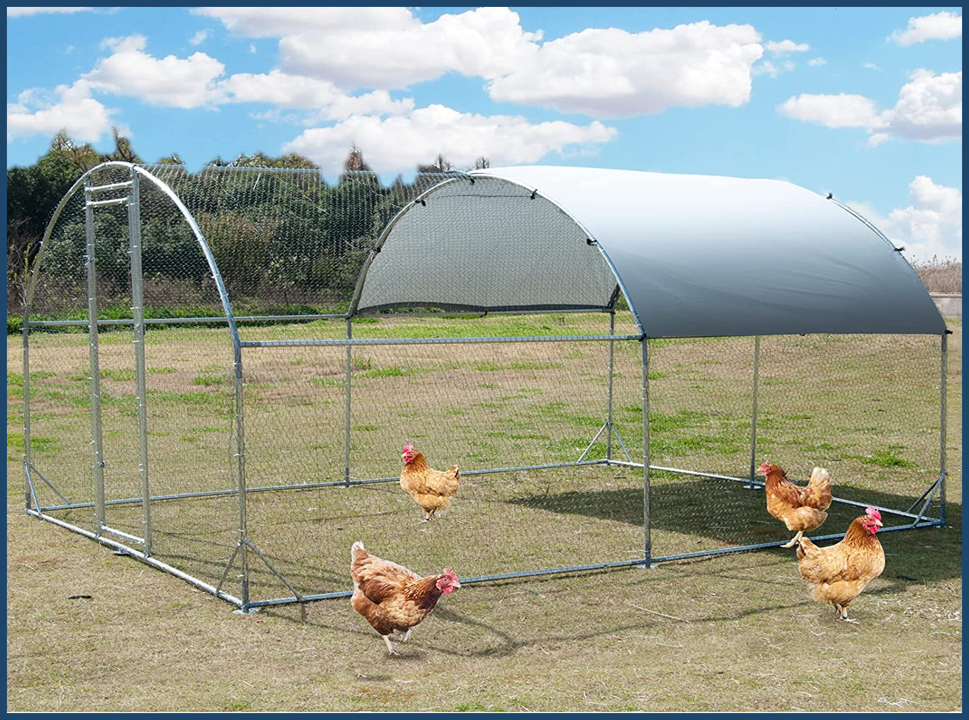 Dome-shaped chicken coop lockable door with UV protection cover