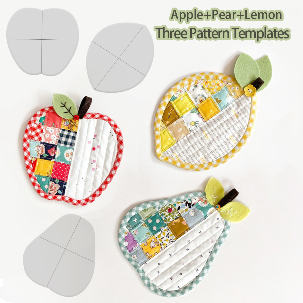 Apple Pear Lemon Coaster-Fruit Pattern Template (Set of Three)