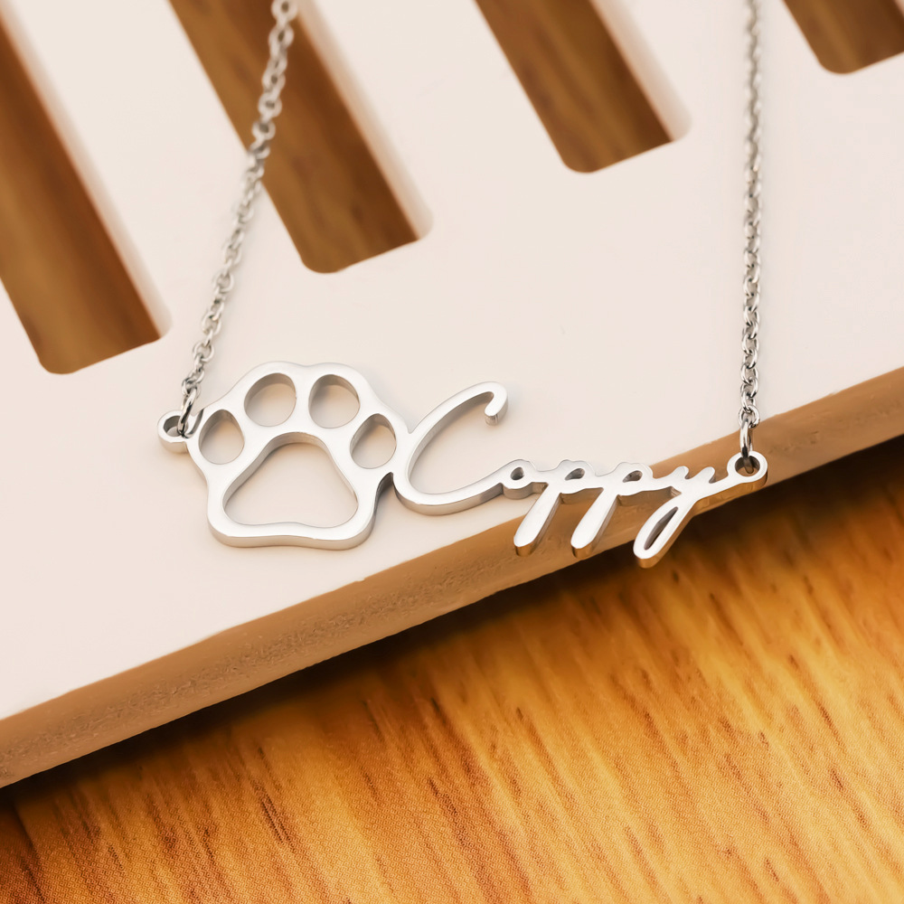 Personalized Cute Cat's Paw Name Necklace