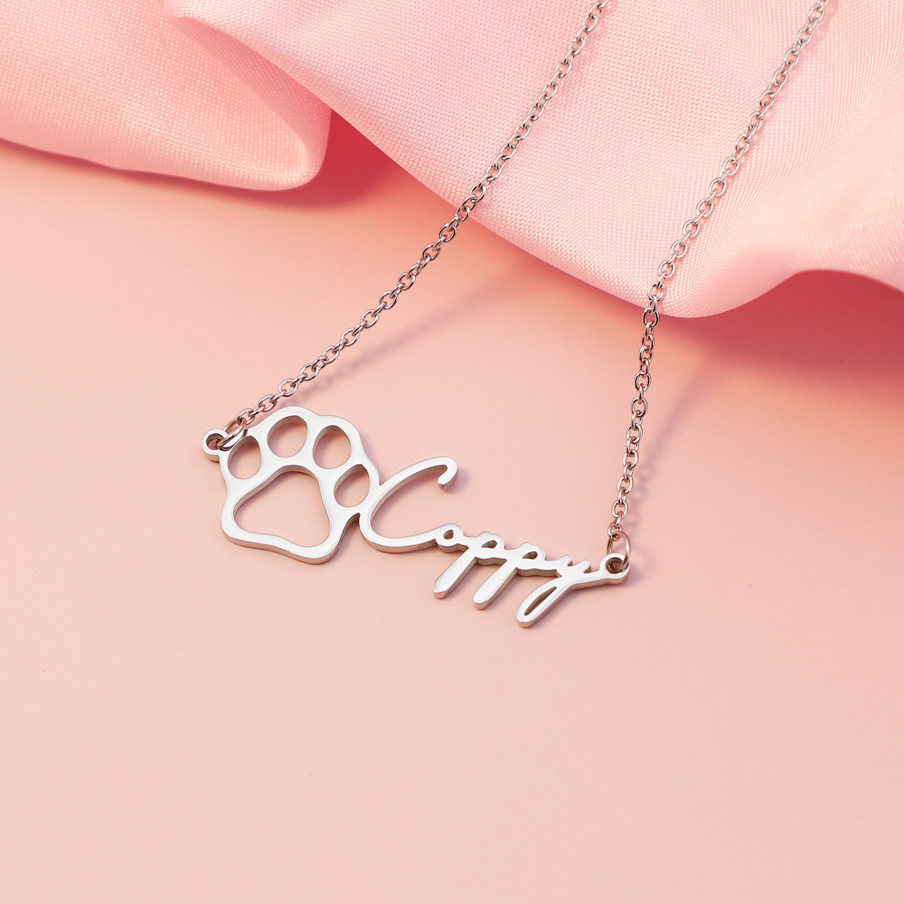 Personalized Cute Cat's Paw Name Necklace