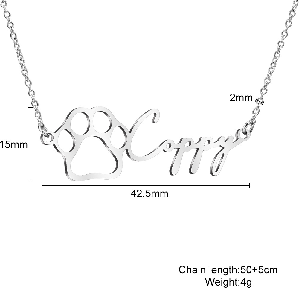 Personalized Cute Cat's Paw Name Necklace
