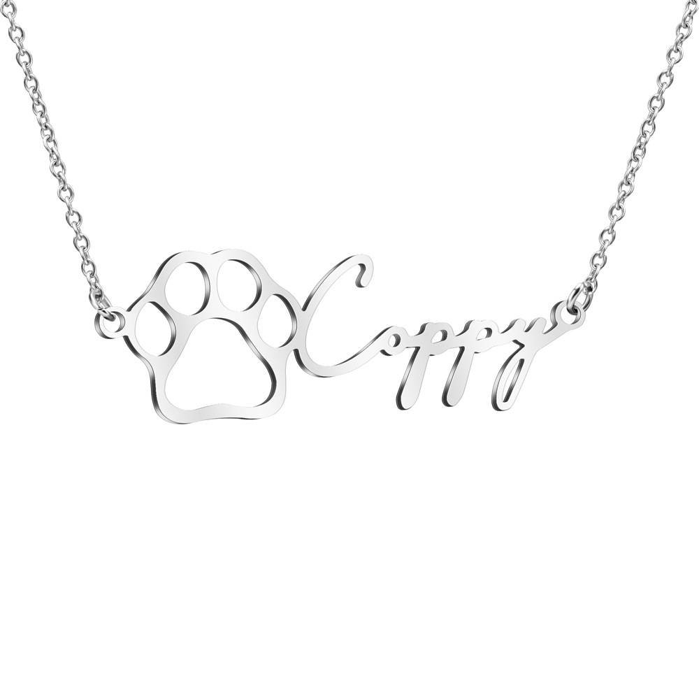 Personalized Cute Cat's Paw Name Necklace