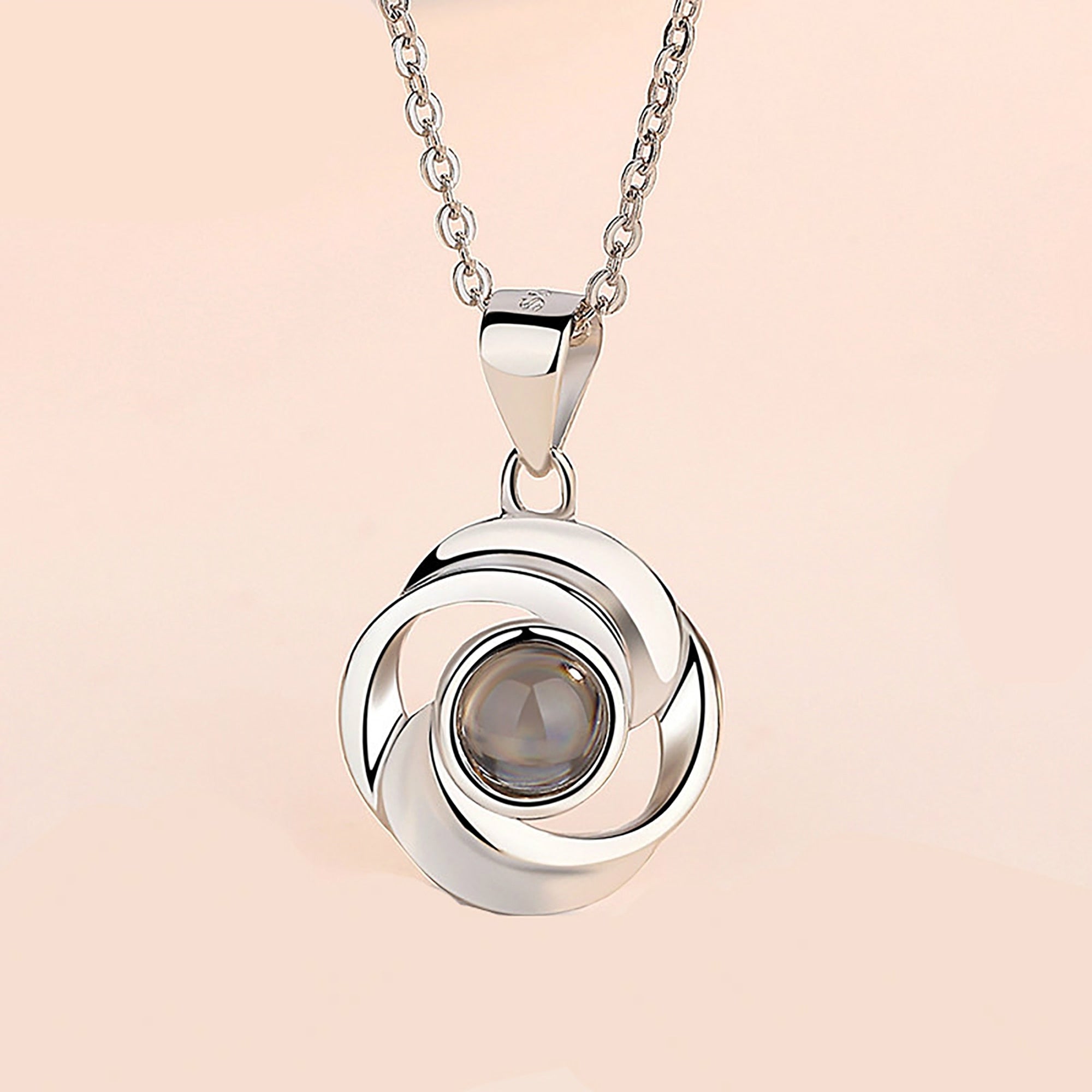 Personalized Rotate Circle Photo Necklace