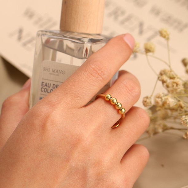 4 Bead Anxiety Ring - Adjustable Ring - Prevent Nail Biting