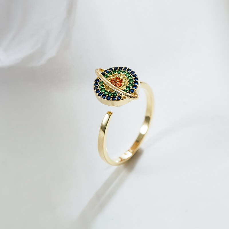 Rotating Planet Spinning Anxiety Adjustable Ring