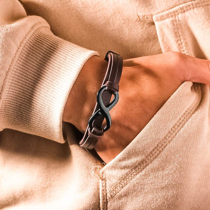 For Son - I love you until infinity runs out infinity leather bracelet