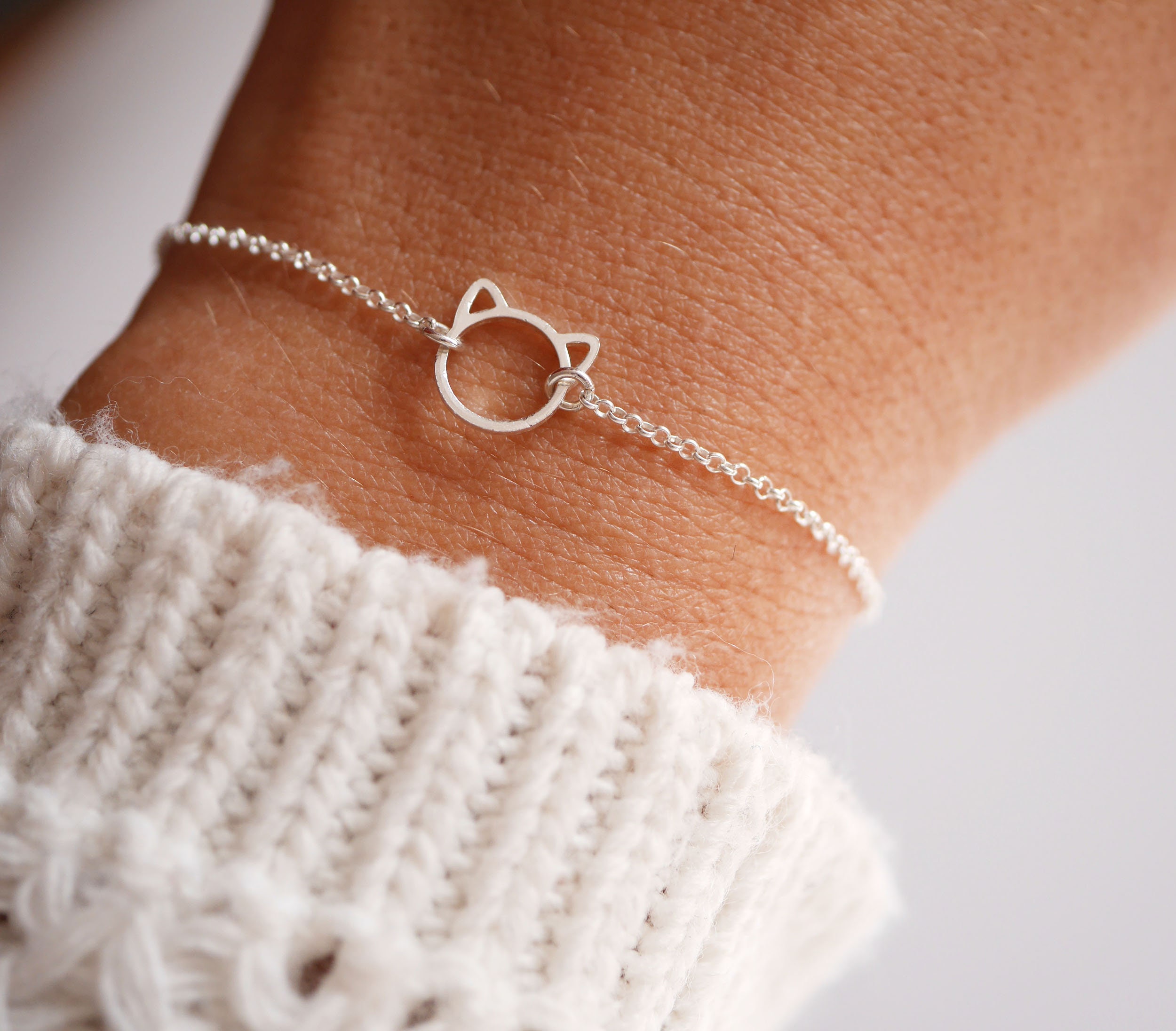 Sterling Silver Cat Head bracelet