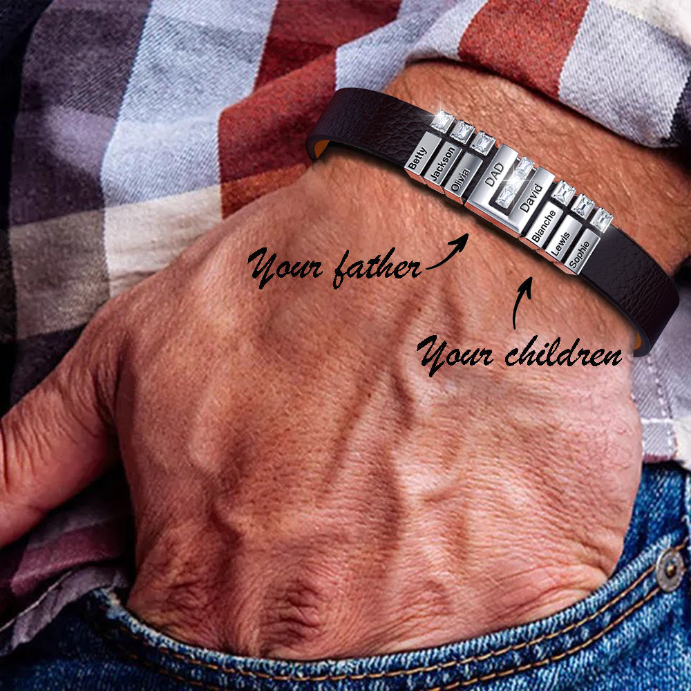 Mother's Day Gift Men's Bracelet With Diamond Charms for Dad