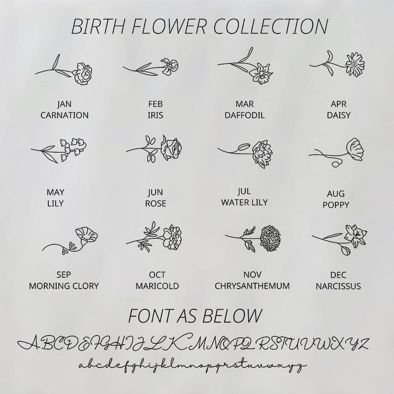 Dainty Name Rings With Birth Flower