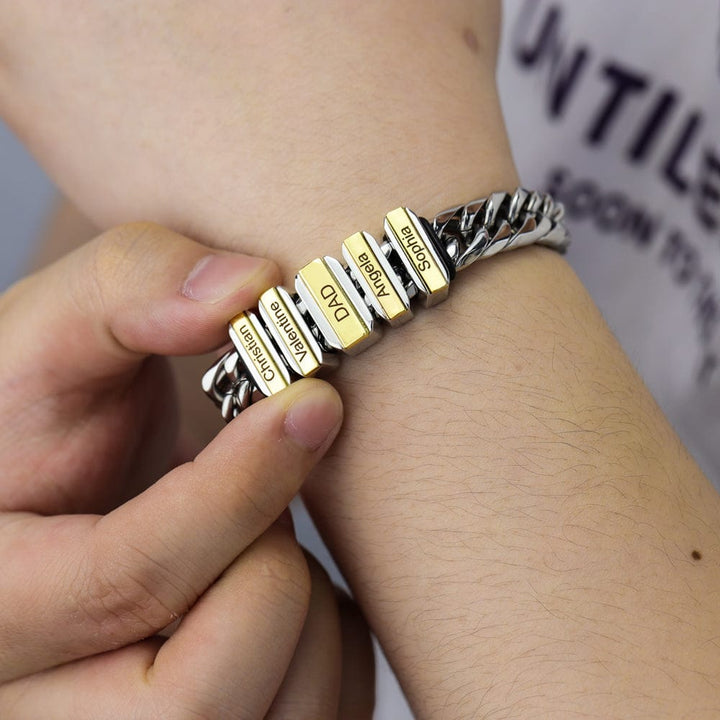 Father's Day Gift Cuba Link Men's Bracelet With Personalized Beads