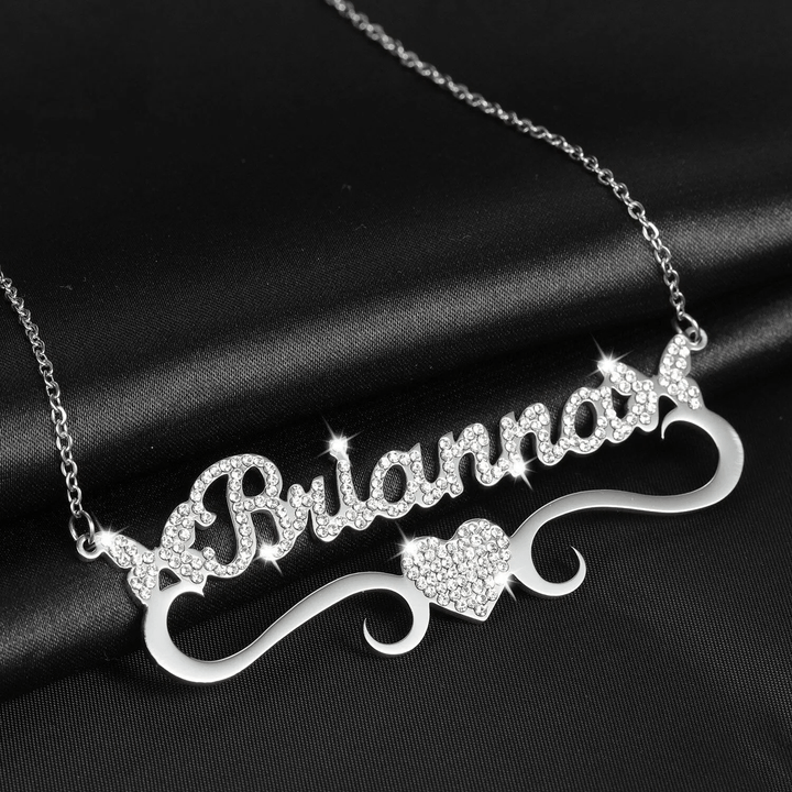 Personalized Sparkling Butterfly Heart Diamond Name Necklace
