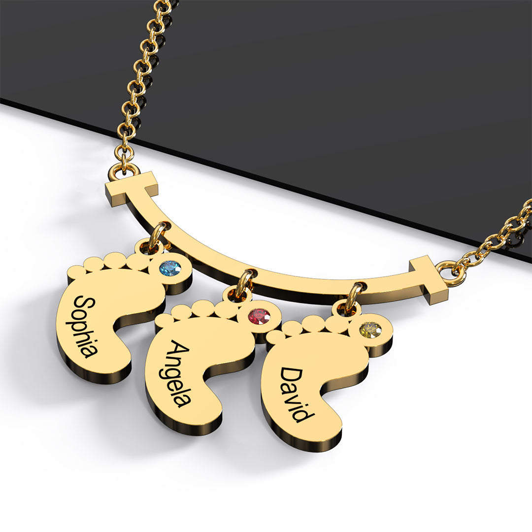 Mother's Day Gift Smile Bar Pendant With Baby Feet